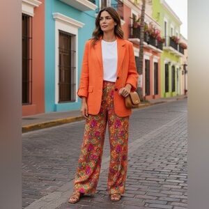 Jones NY Linen Collar-less  Button-Front Jacket